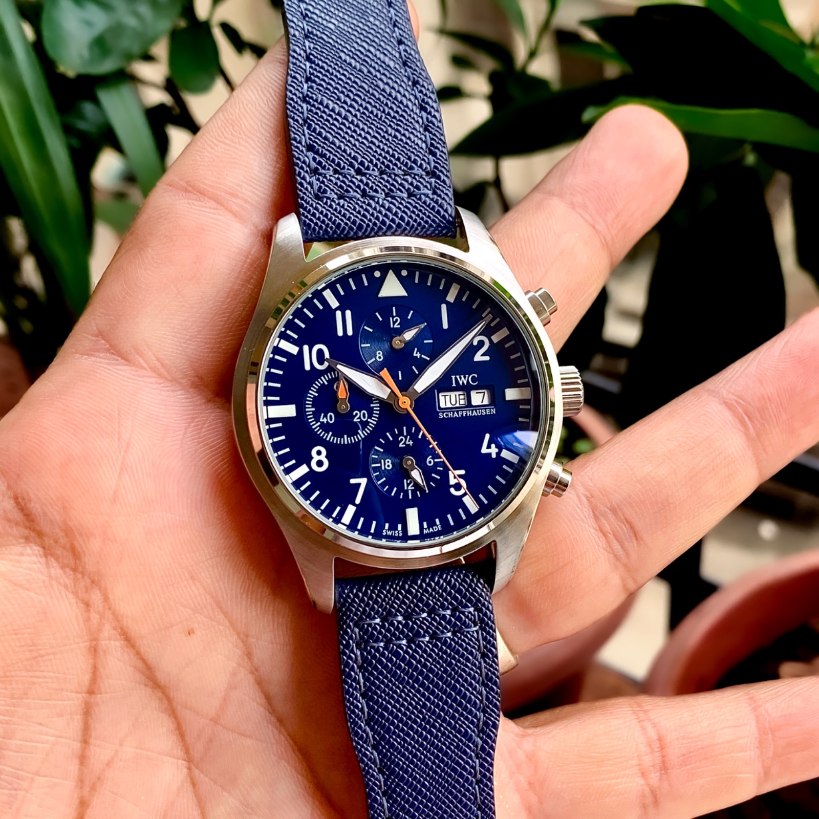 IWC pilot series IW377729 automatic chronograph Blue Dial